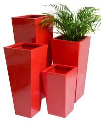 Hoher Blumenkübel aus Fiberglas & Kunstharz, rot, 90cm x 40cm x 40cm, Primrose®